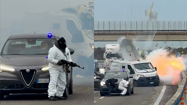 VIDEO: Ozbrojený útok za bílého dne. Gang v Itálii přepadl pancéřovanou dodávku