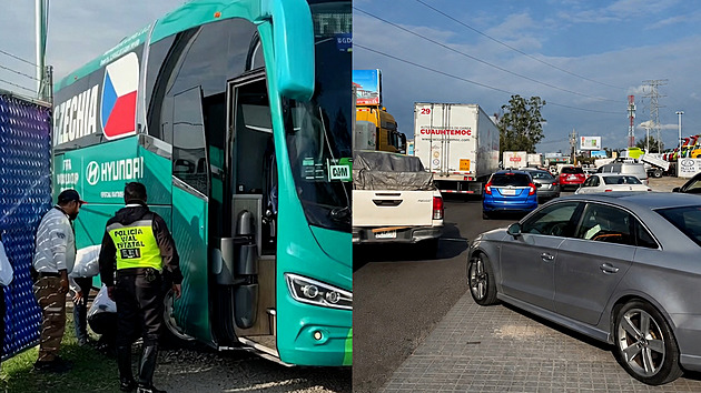 Autobus s českými fotbalisty zablokoval v Mexiku dopravu. Hráči museli pěšky